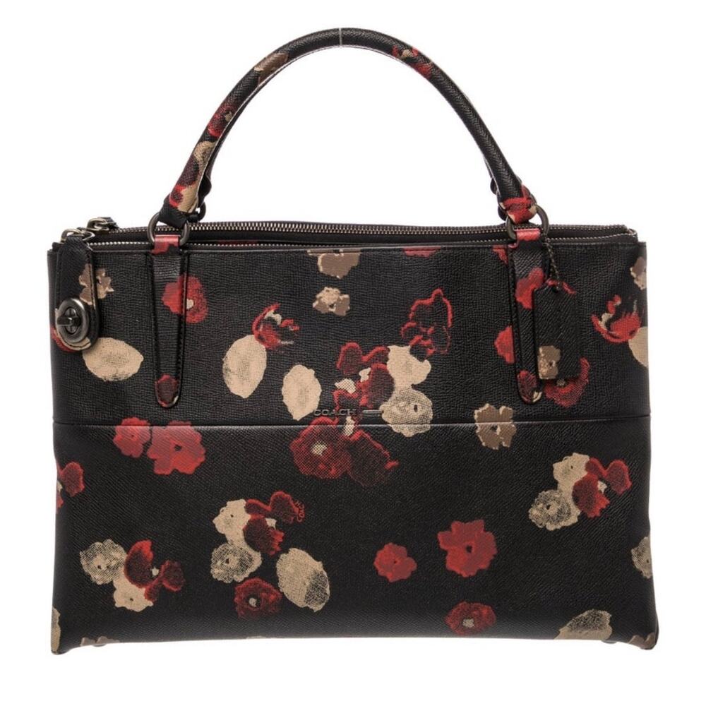 GORGEOUS COACH TURNLOCK BOROUGH BAG IN FLORAL PRINT LEATHER EUC